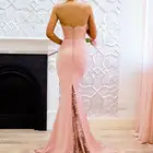 Wedding Dress Custom Pink Lace Top Summer Sexy Halter Gown Maxi Bodycon Wedding Dress With Net Lace Trail