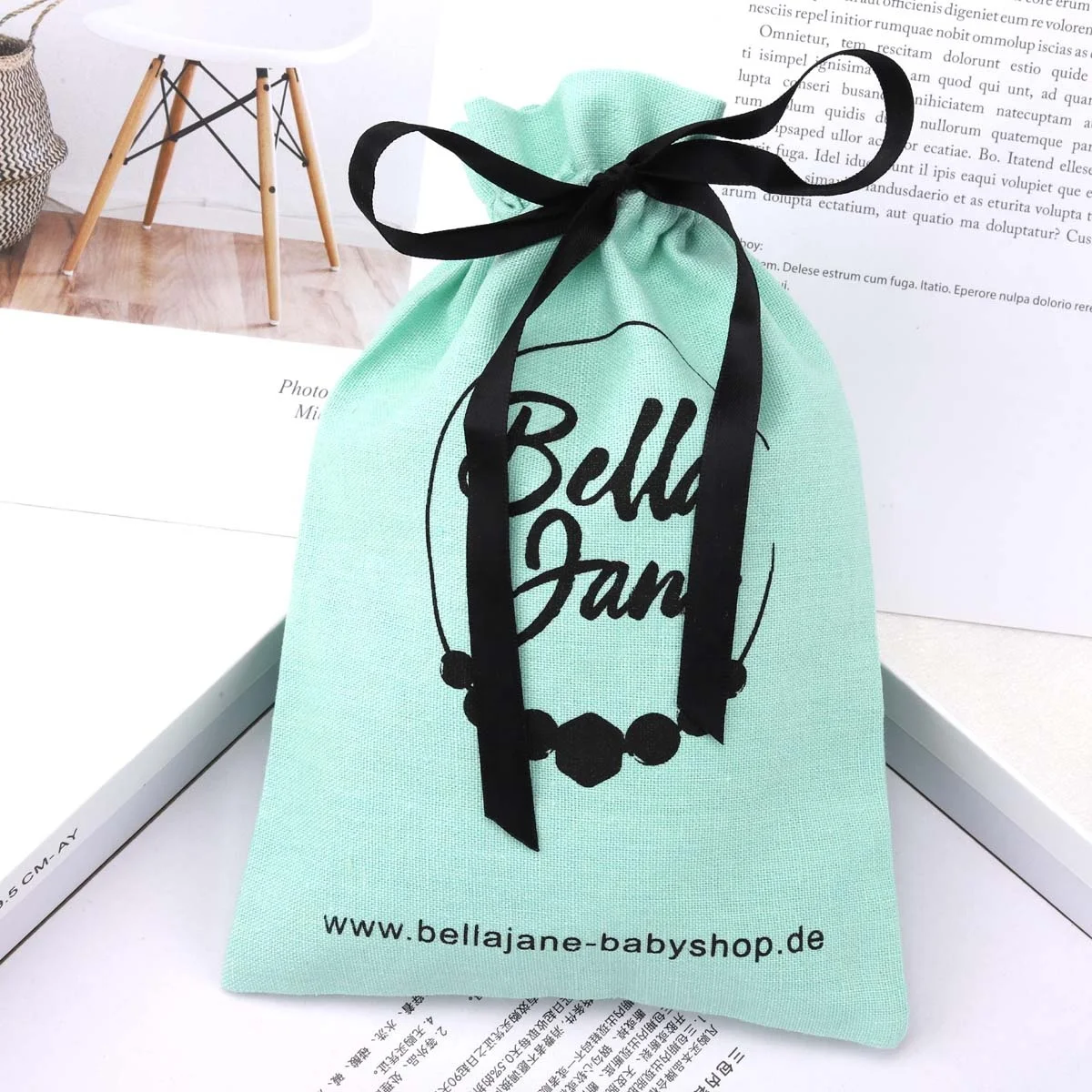 Custom Logo Printed Single String Canvas Gift Perfume Packaging Bag Drawstring Cotton Canvas Dust Baby Gift Pouch