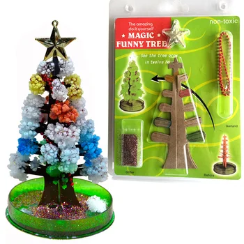 Cross-border supply of paper trees blossom children DIY magic growth crystal trees toys coloured Christmas trees wholesale
