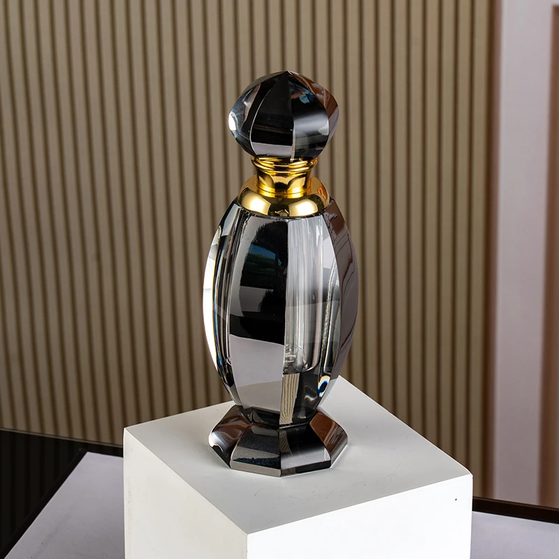product new design black mirror quality glass empty bottle 18m large capacity customizable crystal perfume bottle-9