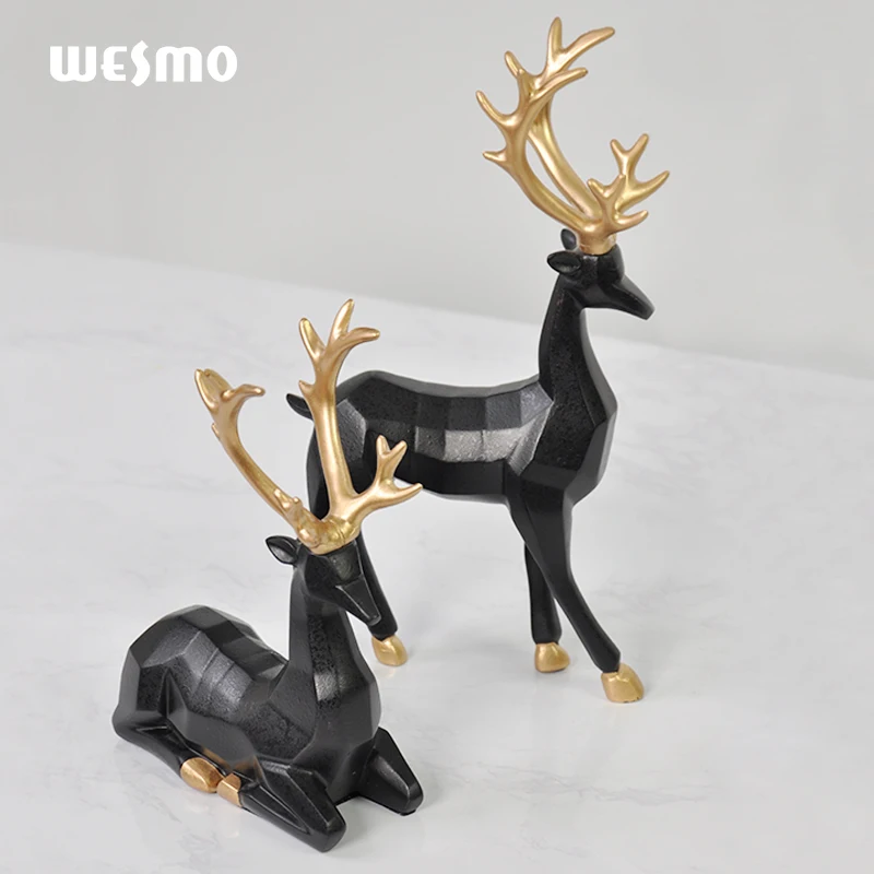 Resin Crafts Origami Deer Ornaments Black And blue Home Tabletop Decor Figurine desk decor animal resin statue