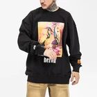 Black Men Fashion High Quality Black Crew Neck Oversize Clothes Custom Logo Print Men Hoodie