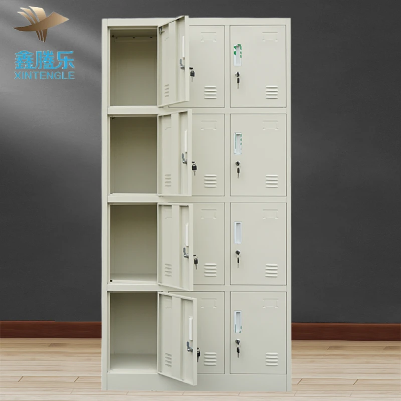 Factory compartments cabinet wardrobe door hot sale 12 doors steel metal gym iron locker cabinet