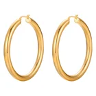Hoop 18K Real Gold Large Popular Hollow Simple Hot Selling Stainless Steel Hoop Earrings For Mother Day Gift