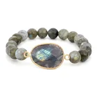 Bracelet Labradorite Natural Gemstone Beaded Bracelet Amethyst Labradorite Charms Elastic Bracelet Jewelry