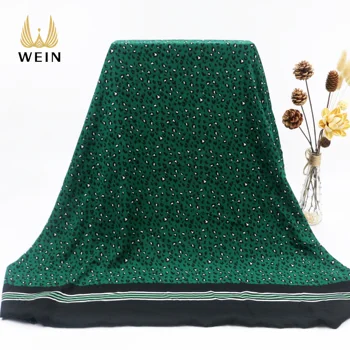 WI-B06 Fancy design super soft and breathable faille crepe fabric green leopard printing for long dress
