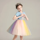 Hot-selling Short Sleeves Blue Unicorn Children Dress Kids Tutu Skirts