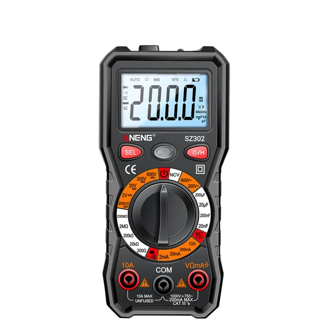 ANENG SZ302 Digital Multimeter AC/DC 600V 10A Votage Current Automatic Tester Detector Resistance Ohm Ammeter Capacitance Meter