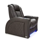 Brown Leather Single Power Recliner Commercial Chair Home Theater Vip Cinema Seating-Top Grain Leather-LED Lighting