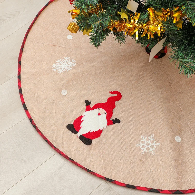 48 inch Christmas Tree Skirts Cover Linen Fabric Xmas Tree Decoration Ornament For Home Christmas Party Decor Round Carpet