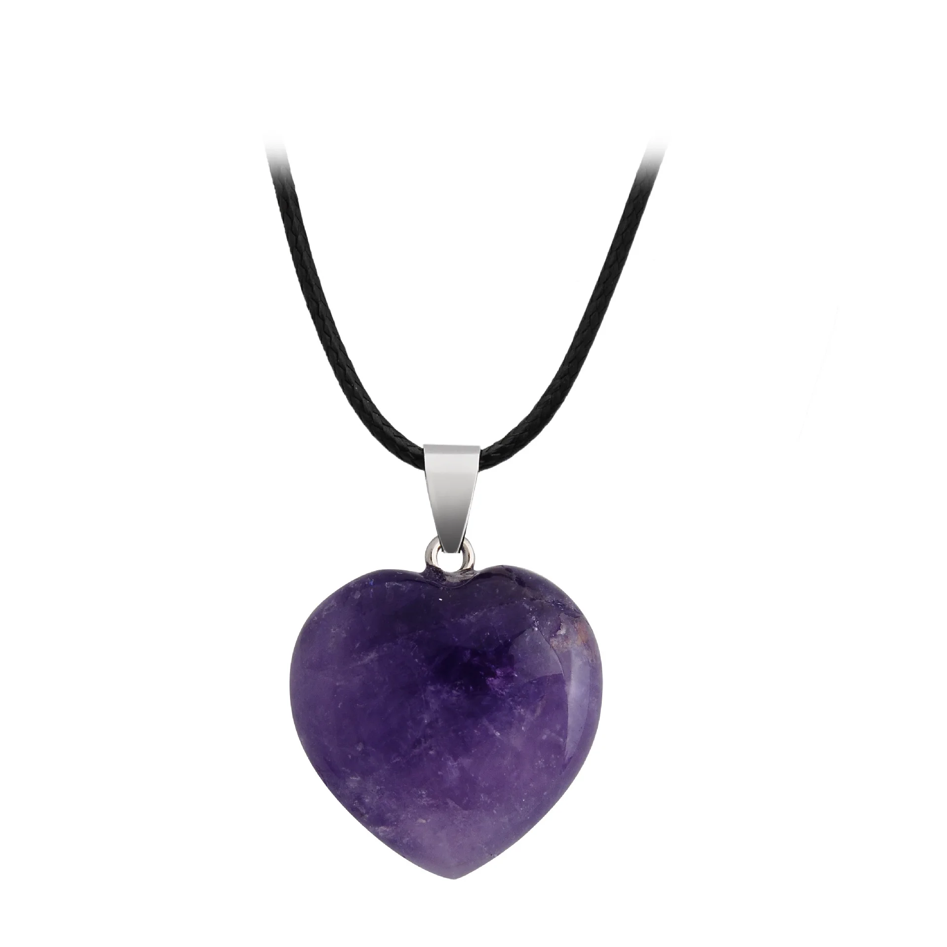 100% Natural Crystal Stone Heart Stainless Steel Pendant For Women DIY Gemstone Agate Pendant Necklace Jewelry