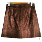 Mini Skirt Mini New Design Foiled Pu Leather Mini Zipper Skirt