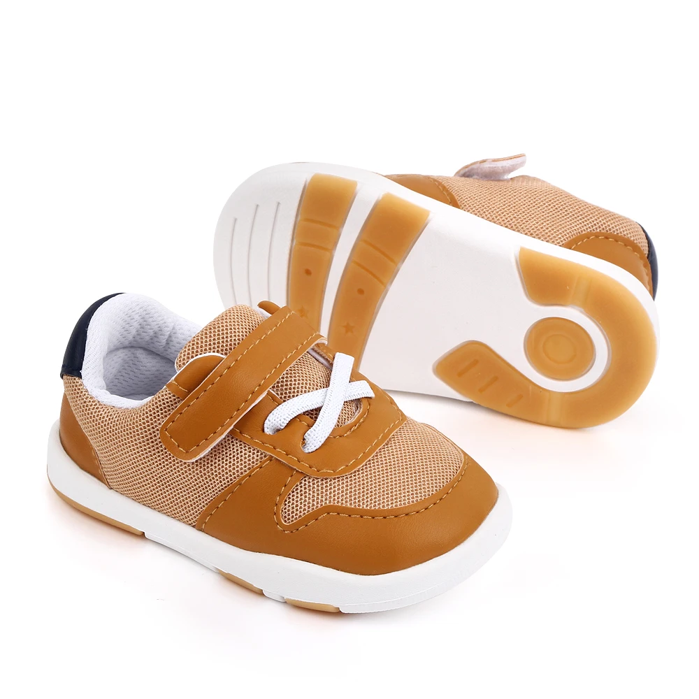 Spring and Autumn New PU Leather Match Color Mesh Breathable Children's Casual Toddler Shoes supplier