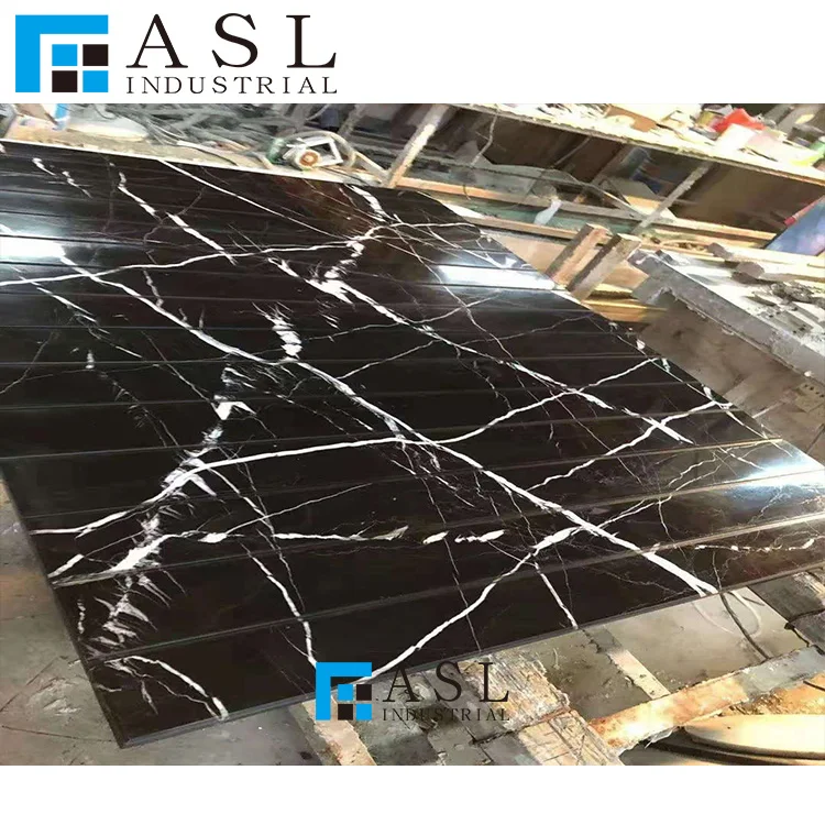 Polished natural white veins glossy black floor tiles design bathroom stone slab Chinese floor nero Margiua tiles and pure blac