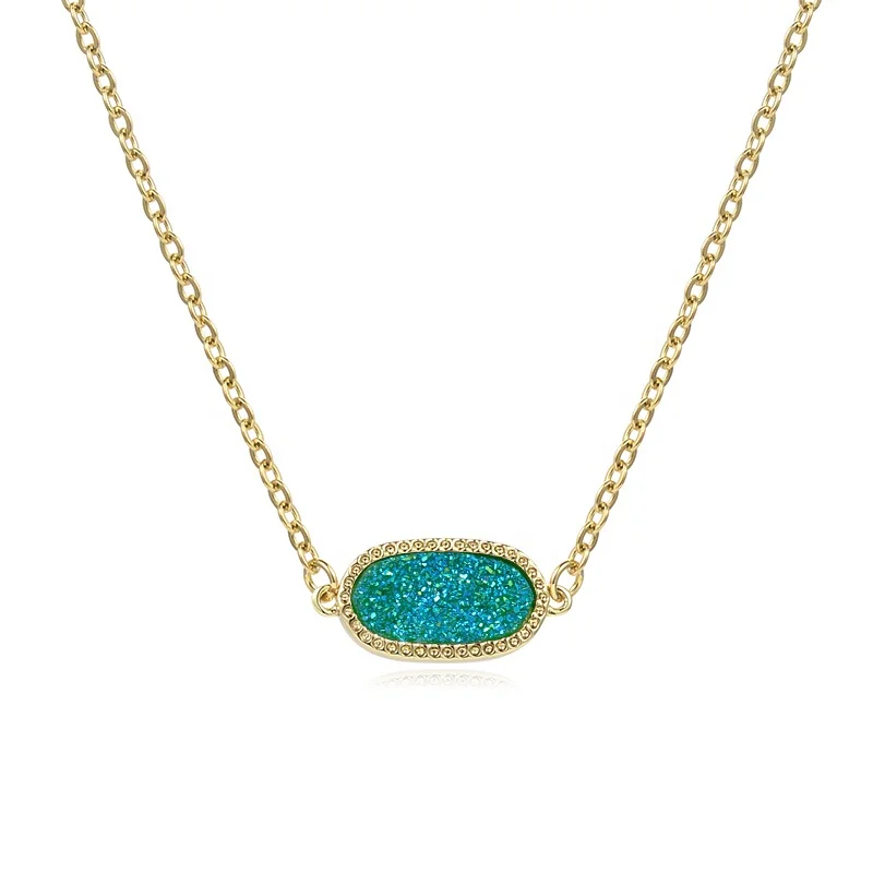 oval druzy necklace