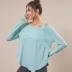 Summer New Lightweight Slimming Solid Color Long Sleeve Yoga Apparel Fitness Women Casual T Shirt