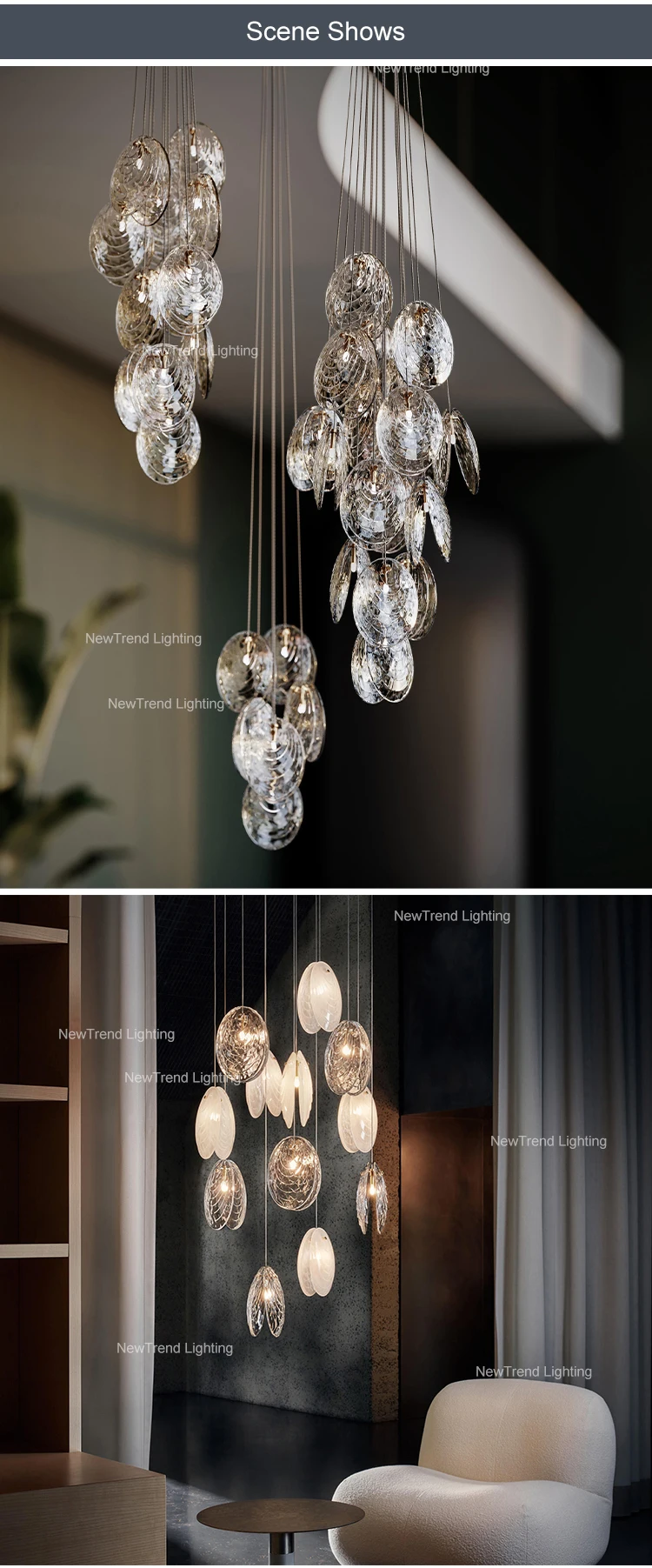 CPL-282 Modern Art Design Indoor Decoration Chandelier Villa Apartment Living Room Staircase Glass LED Pendant Light manufacture