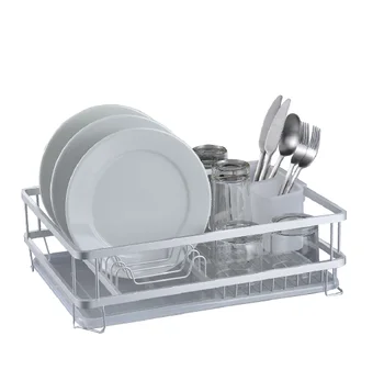 Wholesale Aluminum Kitchen Drying Dish Rack with drainer