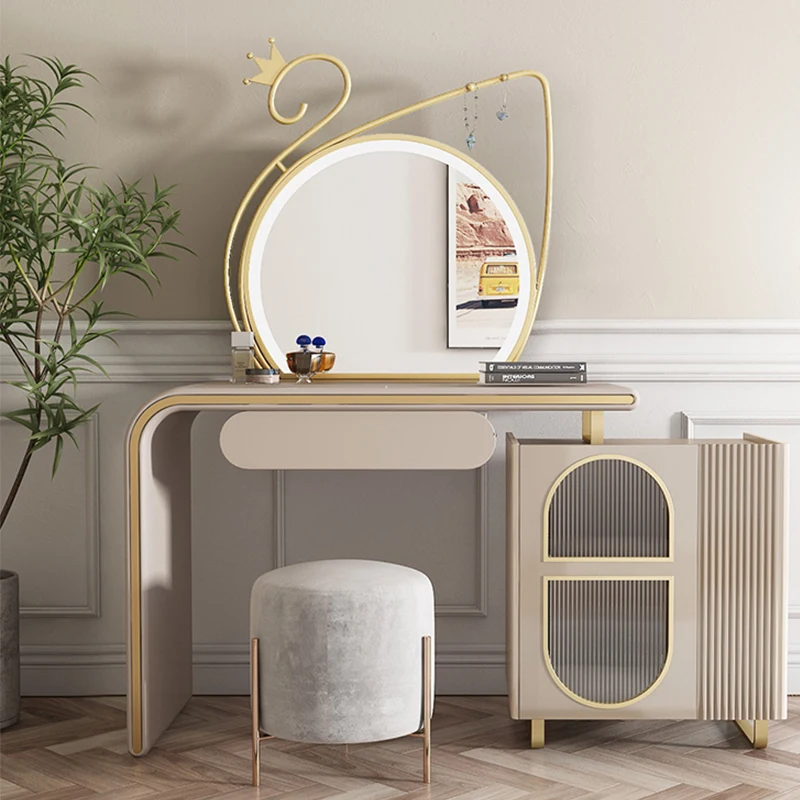 Nordic style modern bedroom furniture makeup  led vanity mirror dressing table