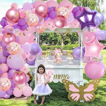 paijing supports custom butterfly birthday decor kids balloons set party decoration girl happy birthday decorations kids