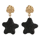 Stone Earrings Stone Fashion Jewelry Natural Stone Bead Essential Oil Perfume Diffuser Star Lava Earrings