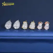 Classic 4Prong Moissanite Jewelry Iced Out Ear Studs Pear Cut  VVS D Moissanite Diamond 925 Silver Hip Hop Jewelry Stud Earrings