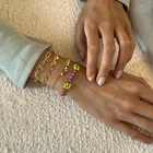 Bead Heart Fashion Girls Jewelry Multi-layer Rice Bead Flower Beaded Heart Chain Set Bracelet