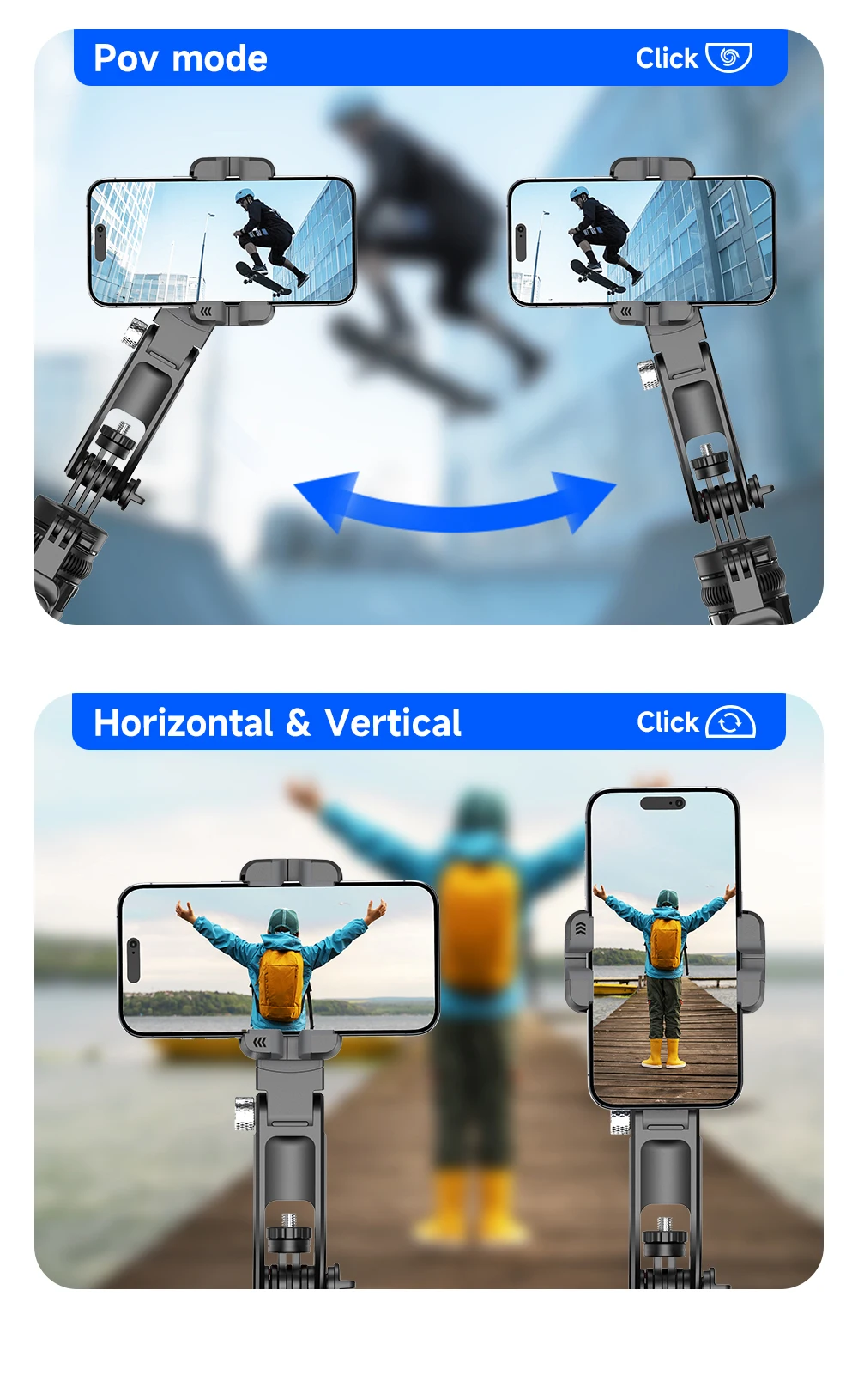 C16 Intelligent AI Face Tracking 360 Rotating Single Axis Gimbal Stabilizer Aluminum Alloy Rod Quadrupod Selfie Stick Light 540g