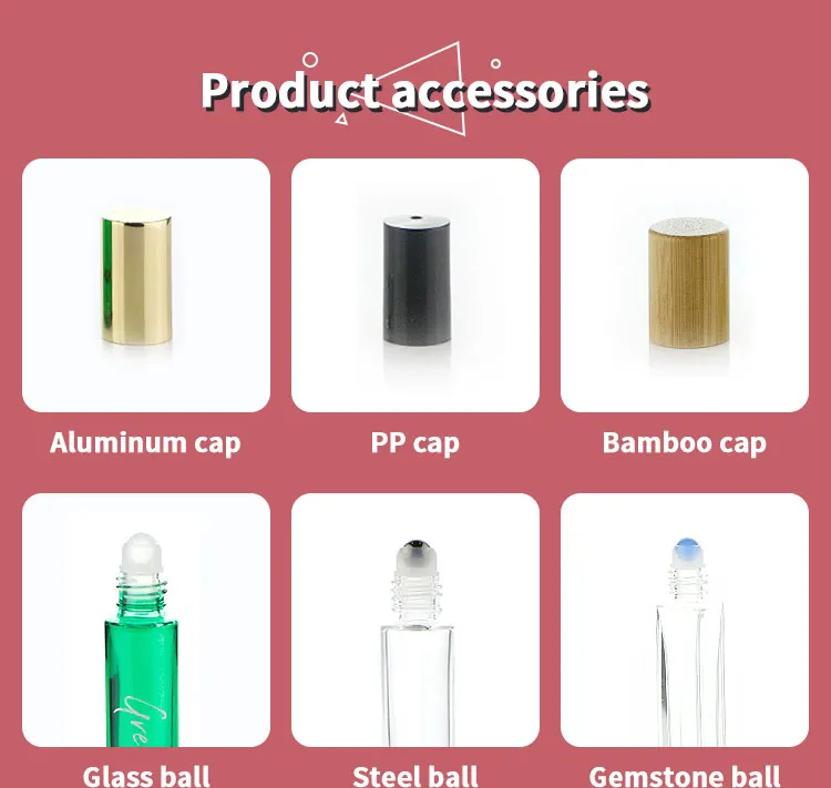 10ml High End Empty Square Glass Roll On Bottle with Bamboo Wooden Cap and 3D Printing Logo Service for Perfume Oil Serum