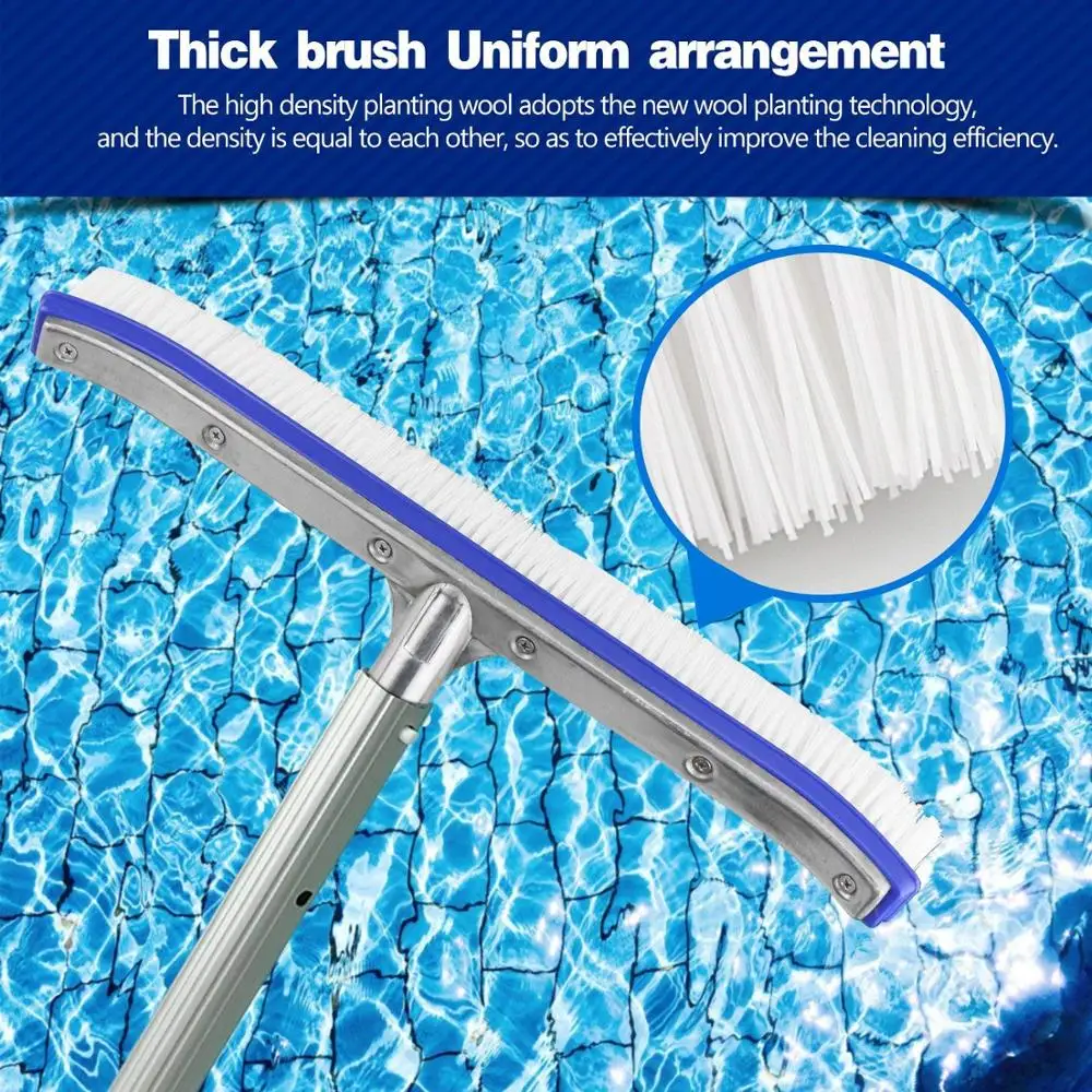 BONNY 18 in Deluxe Swimming Pool Wire Brush With Polished Aluminum Ba