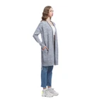 Lady Woman Lady Oversized Sleeve Cardigan Belt Casual Homewear Melange Yarn With Pocket Kintted Long Sweater