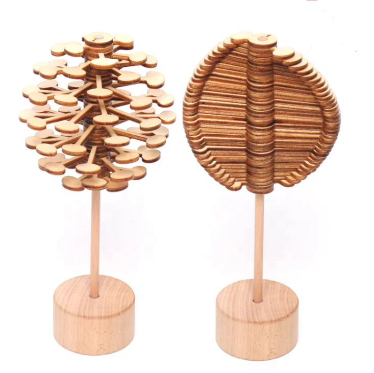 Decompression Artifact Creative Ornaments Magic Wand Stress Relief Toy Wooden Rotating Lollipop Decompression Toy Solid Wood Rotary Bar Toys Stress Relief Toy 