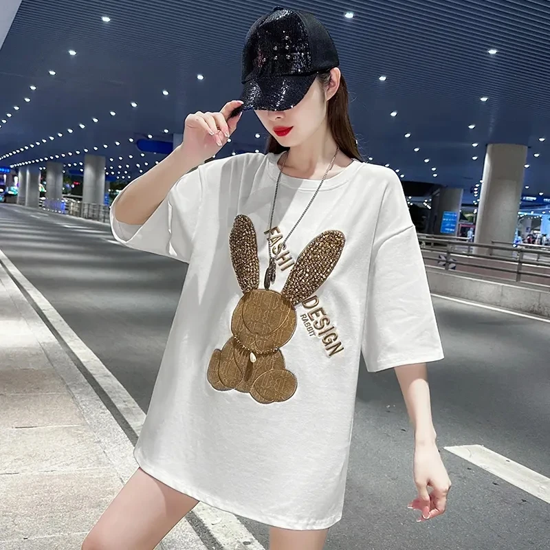 Girls Summer White Multi Color Solid Short Sleeve T-shirt 100% Cotton Women's T-Shirt Wholesale