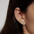 Earring Earrings Turquoise Stud Earrings Gemnel Statement Gold Plated Turquoise CZ Crescent Moon Stud Earring
