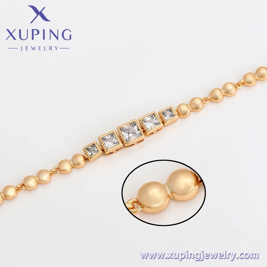 A00905201 xuping Free sample ladies hand jewelry 18K gold color diamond Square Diamond Beads fashion jewelry bracelets