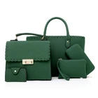 Leather Bag Bags Handbag Concise Design Knit Matte Leather 5 Piece Handbags Lady Women Bag Set