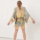 Factory Design OEM Service Printed Women Mini Bohemian Dresses Half Sleeve Tassels Cuff Floral Printed Summer Clothing