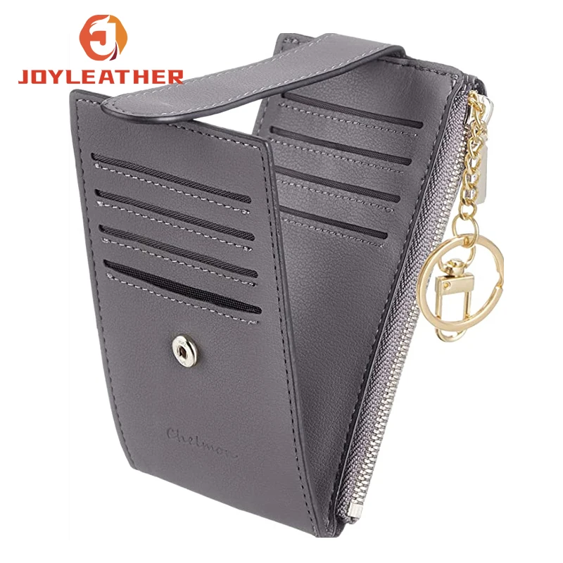 Wholesale High Quality Nappa Leather Phone Case Credit Card Holders Zipper slim mini short card wallet