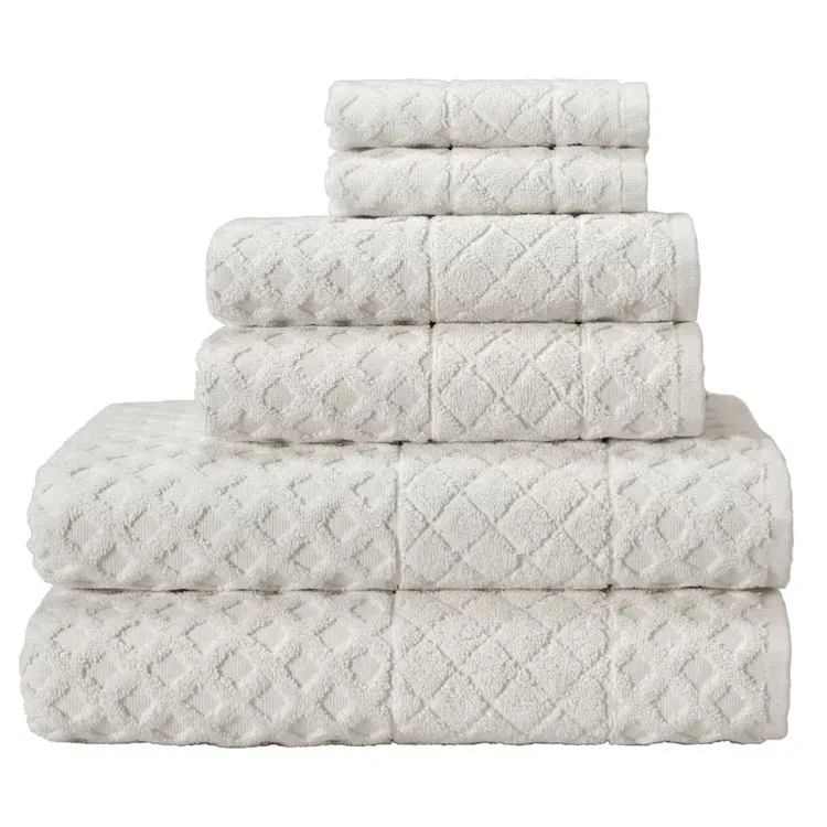 white hotel jacquard bath towel custom cotton embossed towel set luxury spa towel
