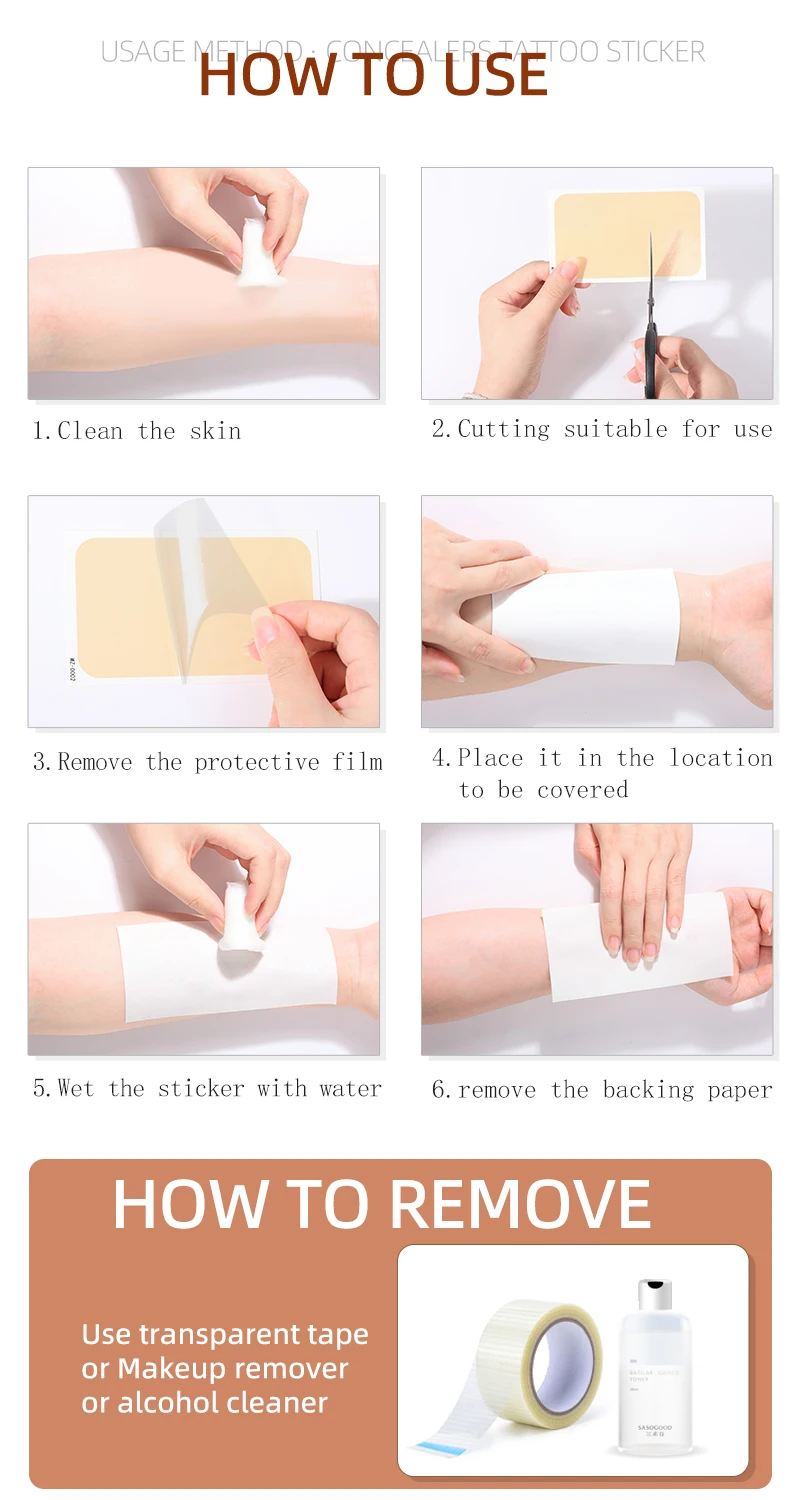 Latest Product Easy Apply Long Lasting Waterproof Scalable Instant Full Coverage Concealer Tattoo Sticker supplier