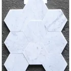 White Tile White 6"x6" Carrara Natural Stone Floor Use White Hexagon Tile Polished Singular Tile