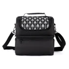 Lunch Dual Compartment Reusable Double Decker Lunch Bag Totecooler Bag Insulated For Men Women Kids Black