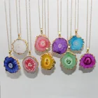 Bead Wholesale Natural Stone Bead Necklace Solar Quartz Stalactite Bohemian Druzy Pendant Necklace