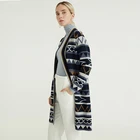 Luxury Wool Cashmere Blend Long Length Autumn Winter Geometric Patterns Wool Coat For Ladies