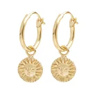 Diamond Gemnel 925 Sterling Silver 18k Gold Plated Evil Eye Beaded Pin Disc Tag Pendant Diamond Hoop Huggie Earring
