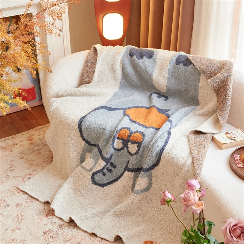 product ayd oeko tex high quality cute elephant soft and warm jacquard knitted blanket that children love-59