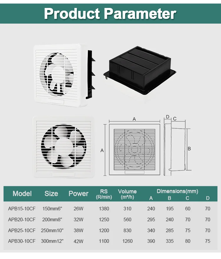 Plastic Shutter Exhaust Fan, Wall, 250mm, 220-240V, 2-Year - detail 4