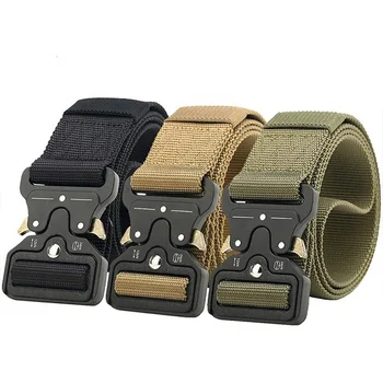 Amazon Wholesale Outdoor Heavy Duty Universal Nylon Adjustable Military Tactical Waist Belt with Quick-Release Gear Clip Metal