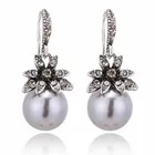 Earrings Pearl Fashion City Diamond-studded Sunflower Earrings Temperament Pearl Earrings