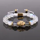 Hot Selling CZ Mirco Pave Crown Charm Crack Crystal Stone Beads Handmade Men Women Couple Macrame Bracelet
